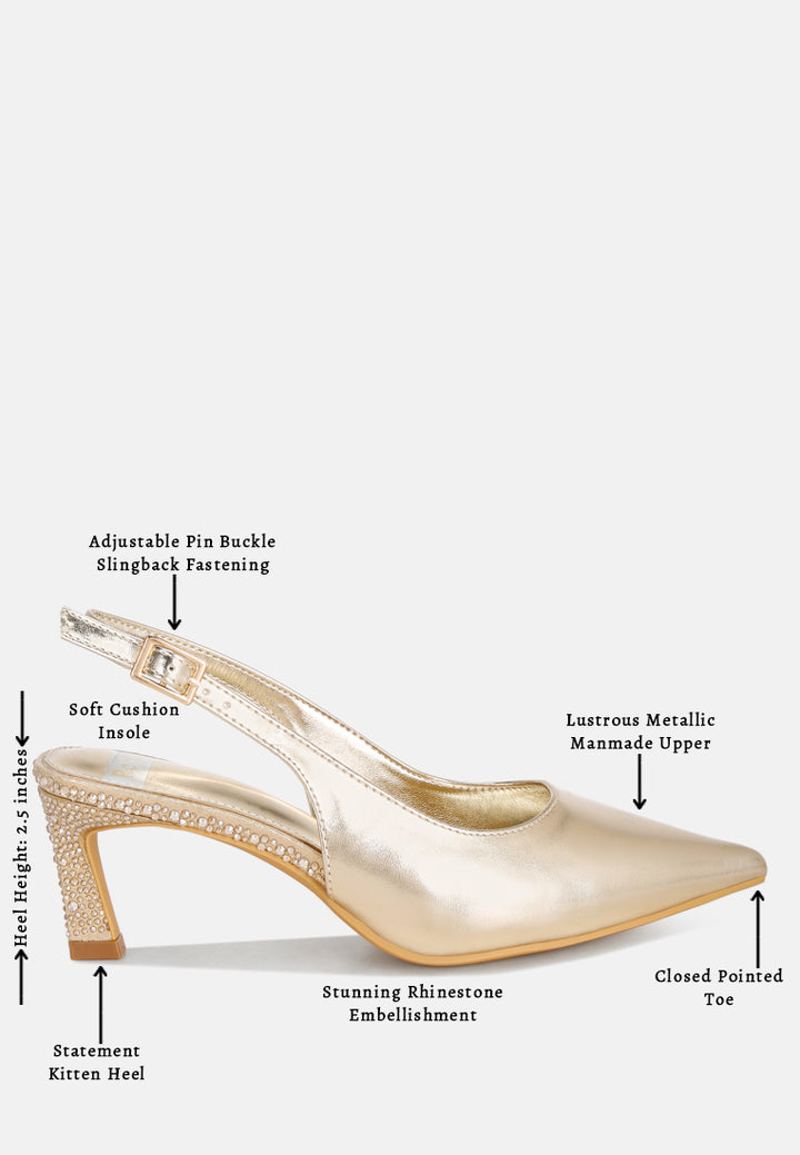ondrila pin buckle rhinestone stilettos#color_gold-metalic
