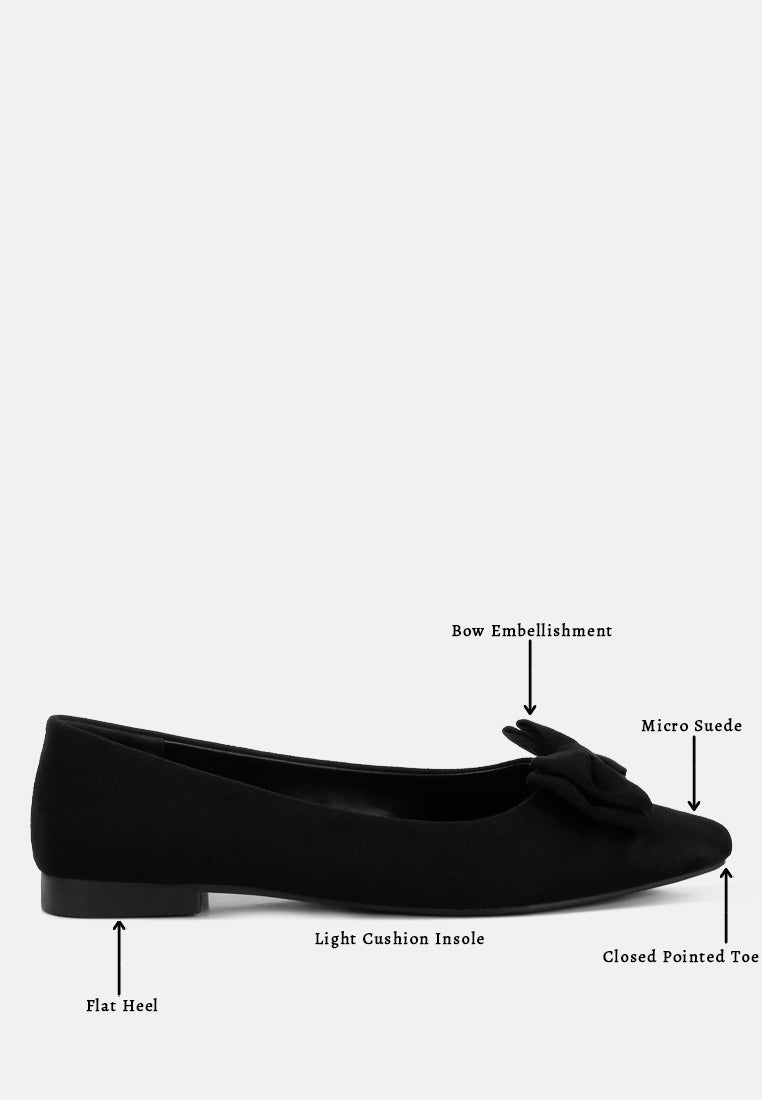 suede bow ballerinas by ruw color_black