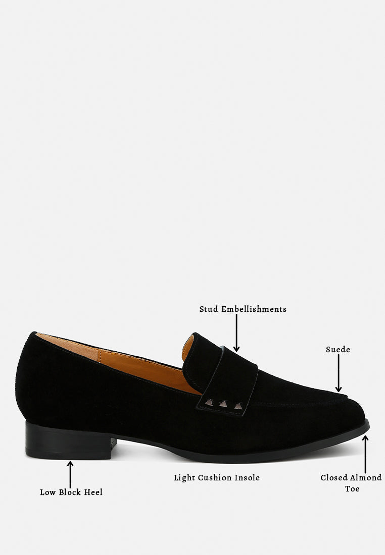 studded suede loafers by ruw color_black