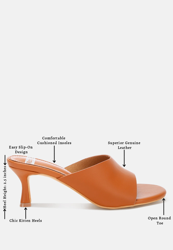maude slip on kitten heels#color_tan Genuine Leather