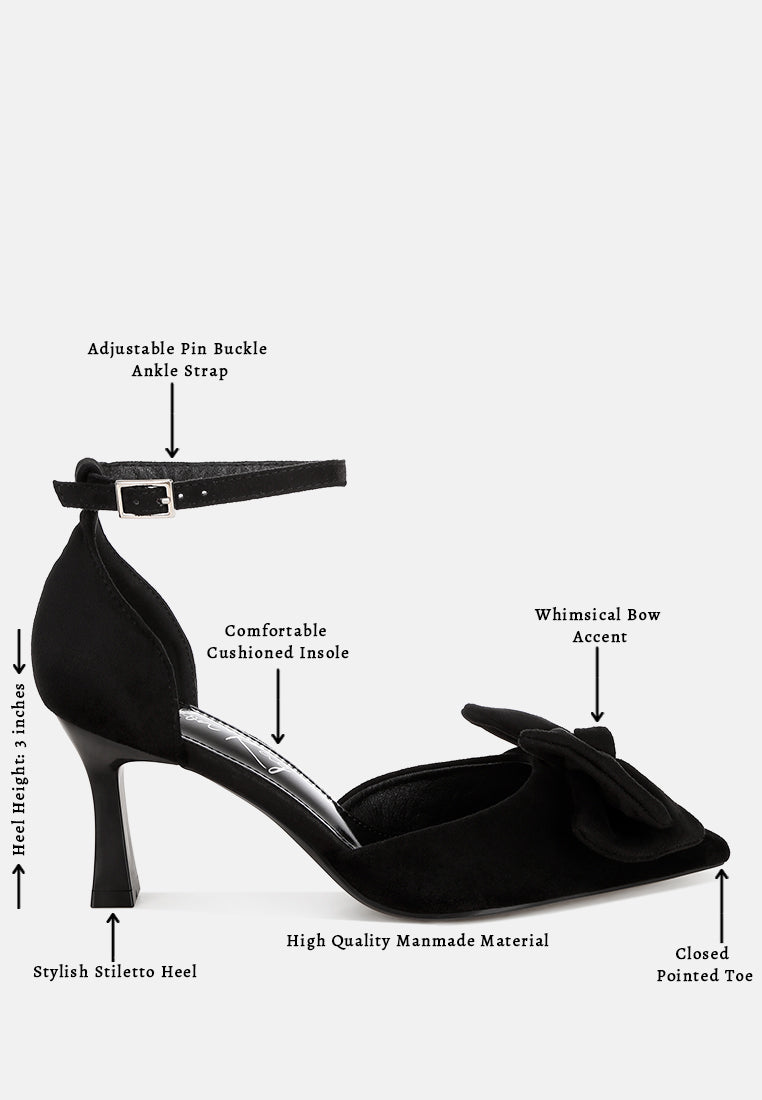 Papave Bow Detail Stiletto Heels#color_black-suede