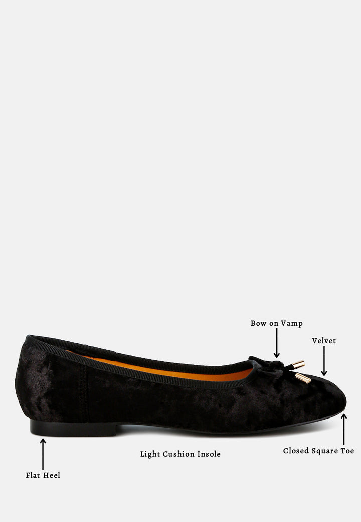 velvet bow ballerinas by ruw color_black