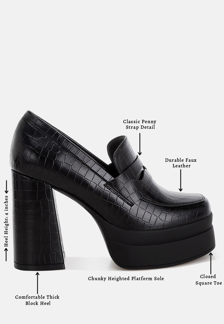 edwina chunky penny strap heeled loafers#color_black