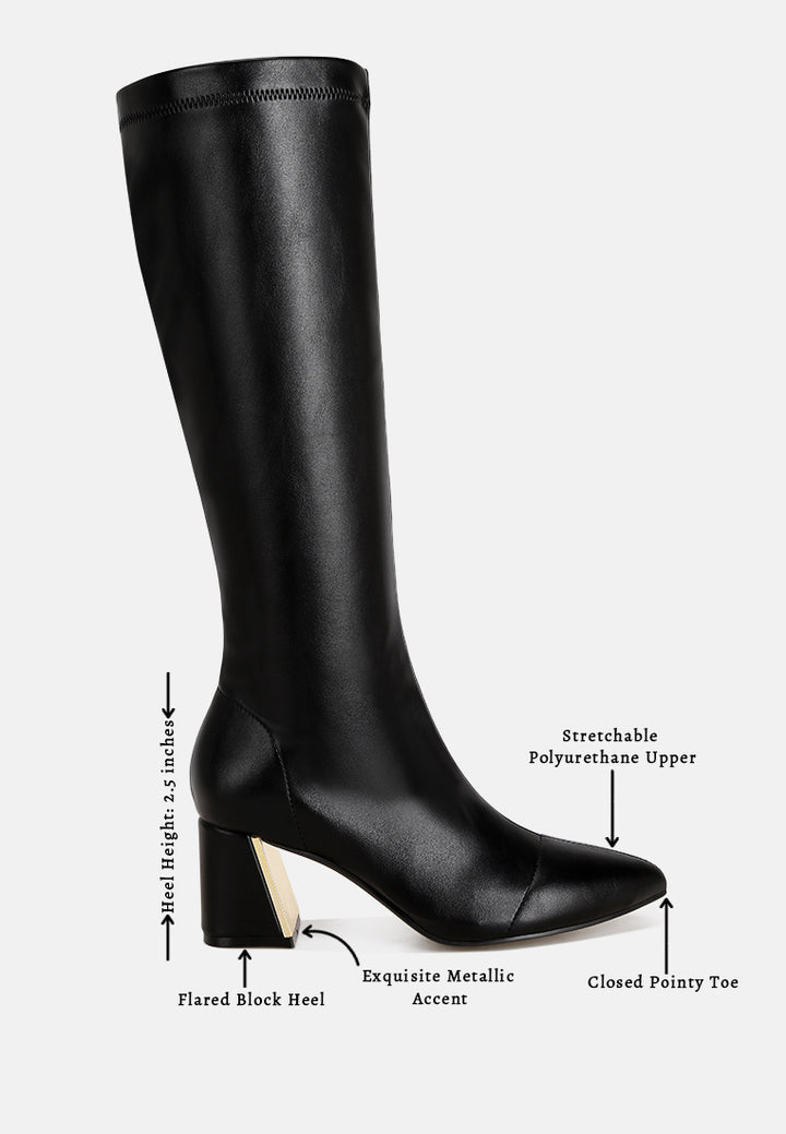 Free Form Stretchable Fit Block Heel Boots#color_black-smooth