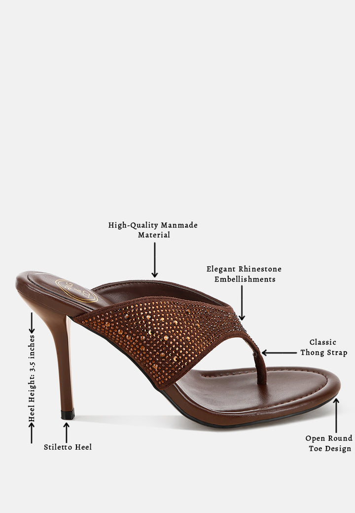Roseus Rhinestone Accent Stiletto Heels#color_brown