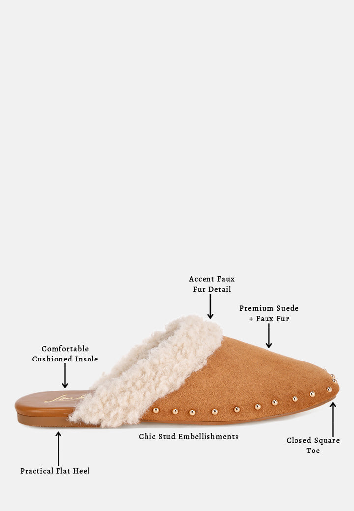 obsidian studded soft slip-on mules#color_tan
