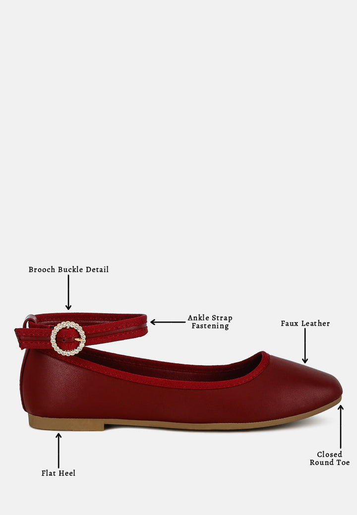 ankle strap detail ballet flats by ruw#color_burgundy