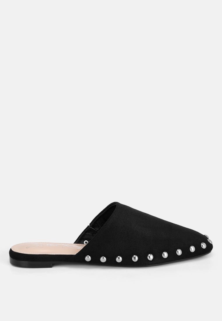 dianthus studded flat mules#color_black-suede