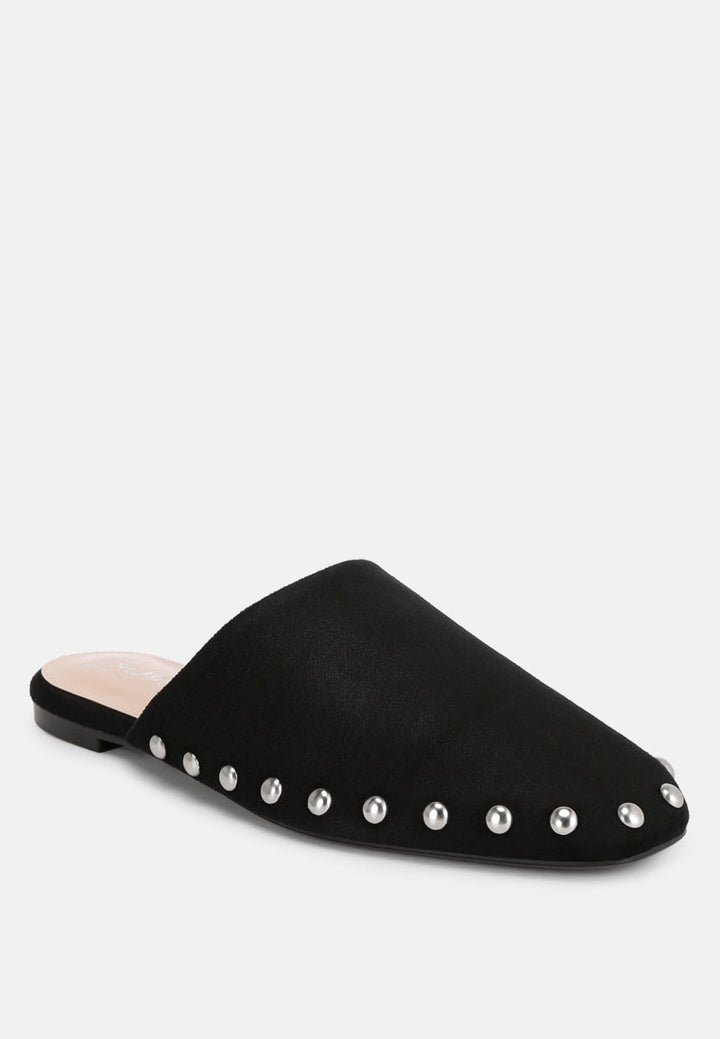 dianthus studded flat mules#color_black-suede