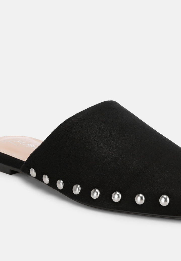 dianthus studded flat mules#color_black-suede