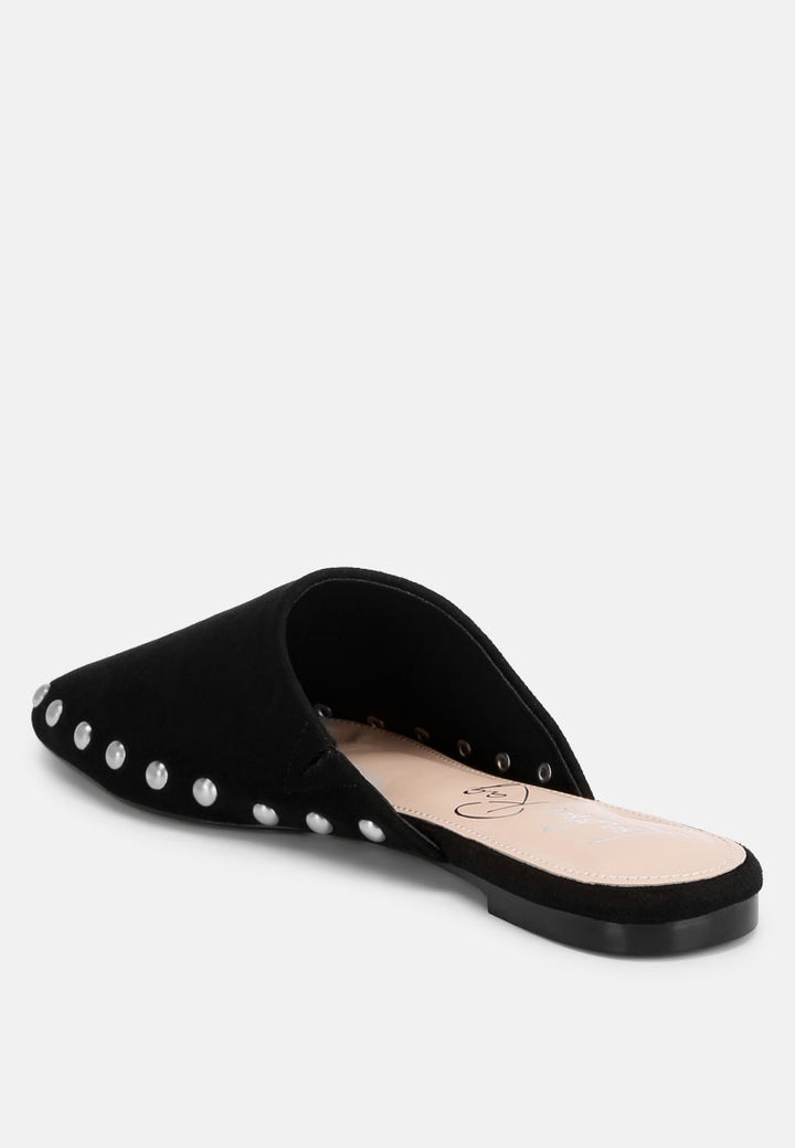 dianthus studded flat mules#color_black-suede
