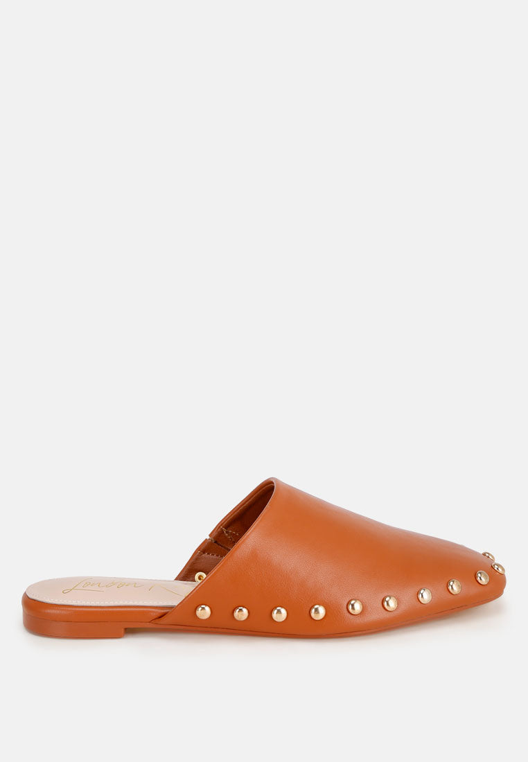 dianthus studded flat mules#color_brown-smooth