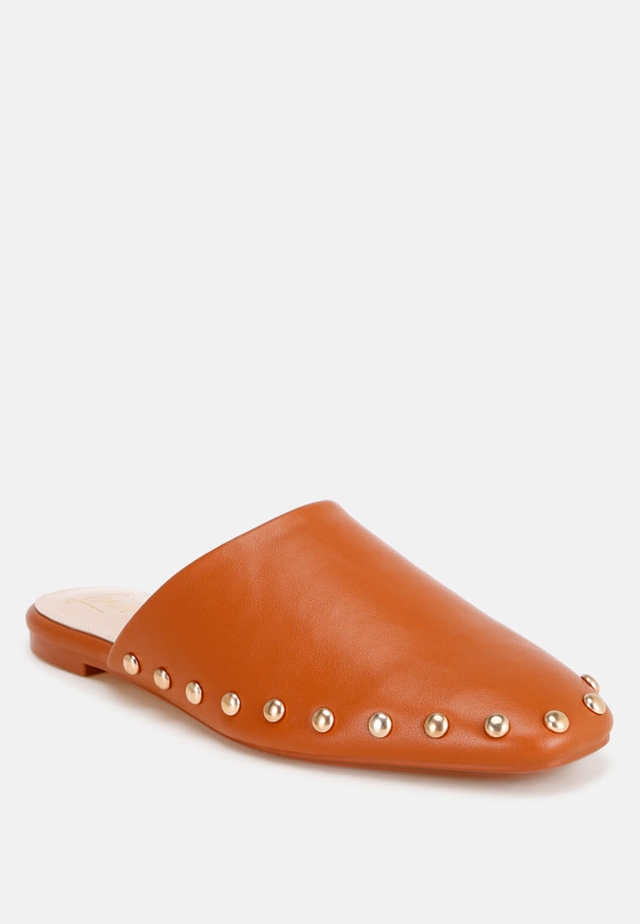 dianthus studded flat mules#color_brown-smooth