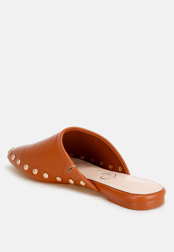 dianthus studded flat mules#color_brown-smooth