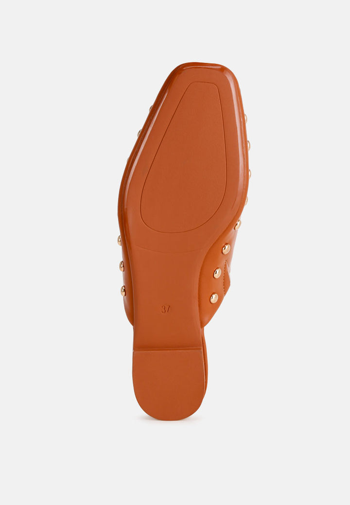 dianthus studded flat mules#color_brown-smooth