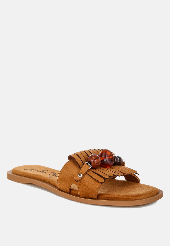 dinasa beaded slip on flats by motes#color_tan-man-made-suede