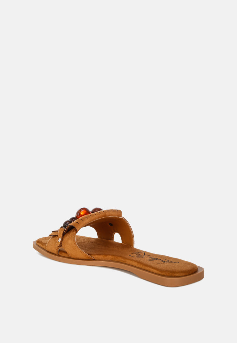 dinasa beaded slip on flats by motes#color_tan-man-made-suede