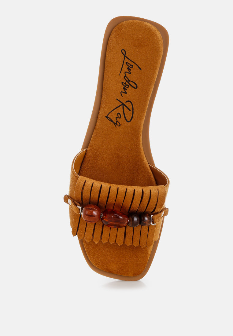 dinasa beaded slip on flats by motes#color_tan-man-made-suede