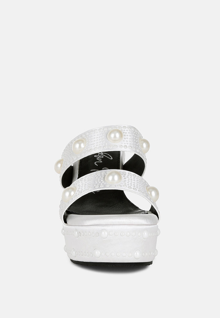 pearl embellished wedge sandals by ruw#color_white