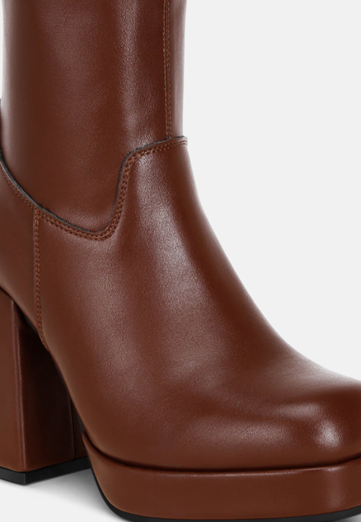 Antbera Elevated Square Toe Ankle Boots#color_brown-smooth