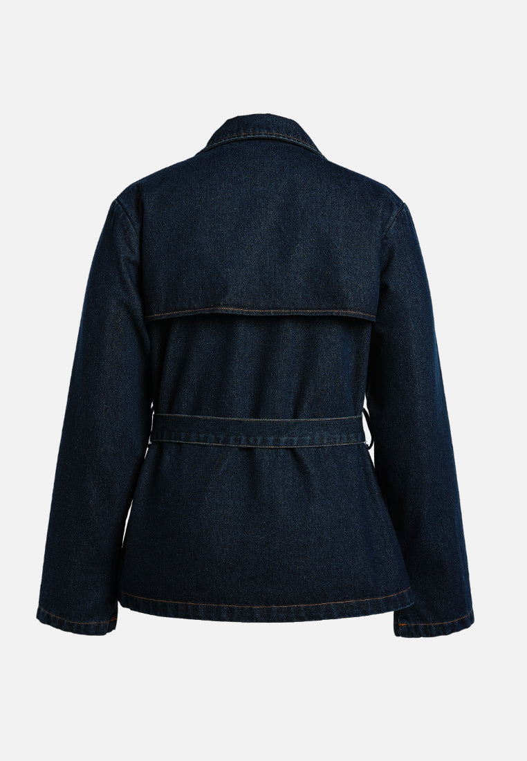 double-breasted denim trench with belt#color_indigo
