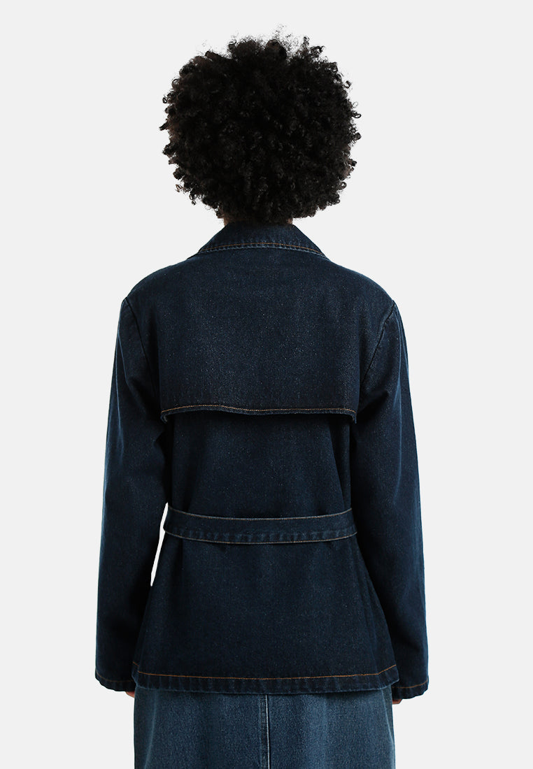 double-breasted denim trench with belt#color_indigo