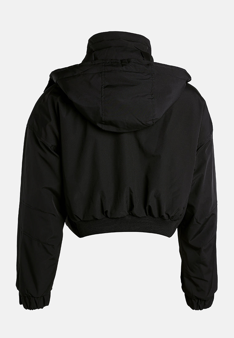 drawstring cropped woven jacket by ruw#color_black