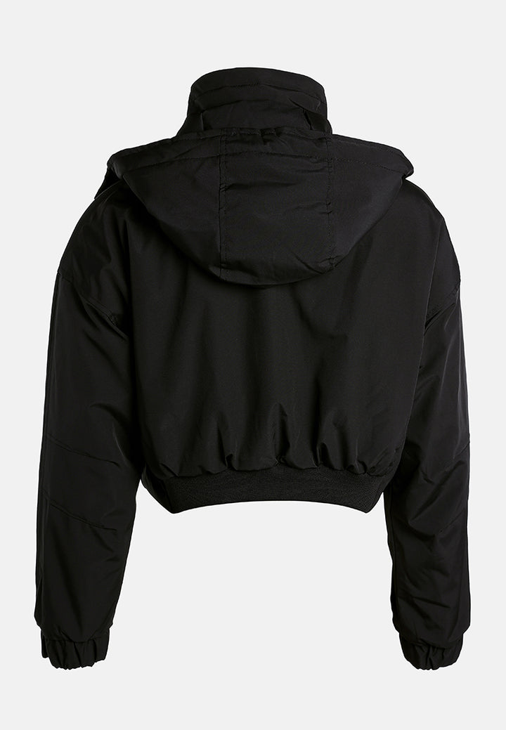 drawstring cropped woven jacket by ruw#color_black
