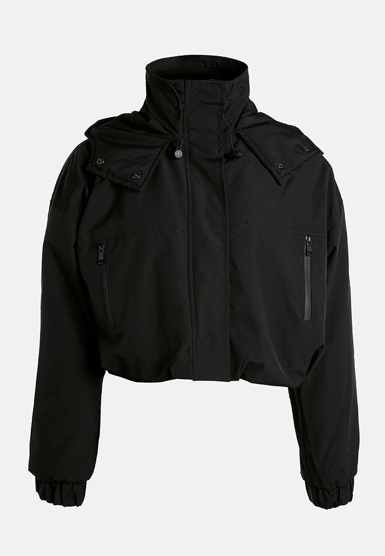drawstring cropped woven jacket by ruw#color_black