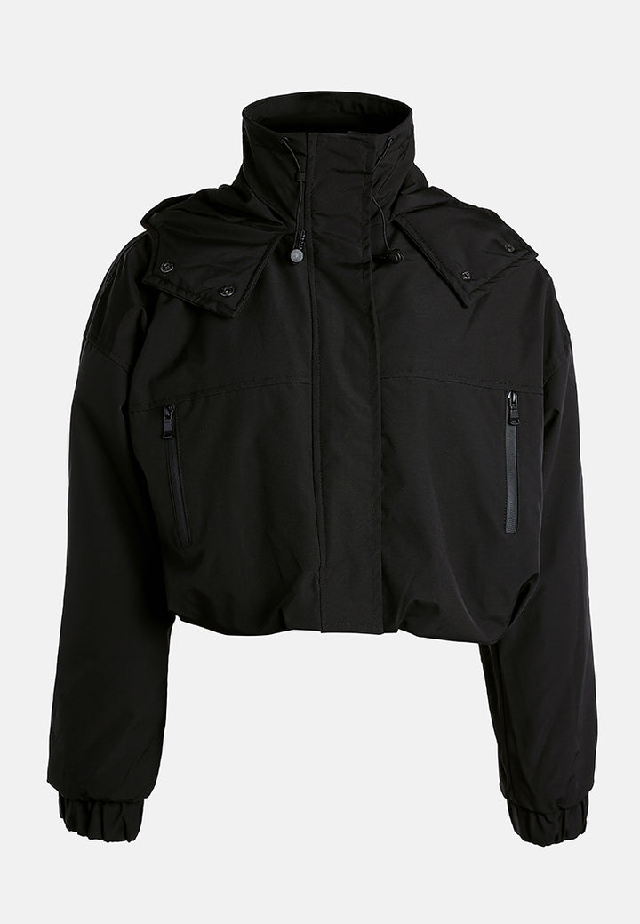 drawstring cropped woven jacket by ruw#color_black
