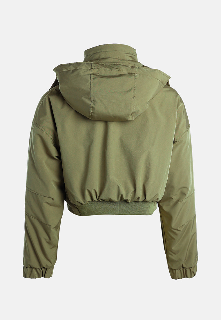 drawstring cropped woven jacket by ruw#color_olive