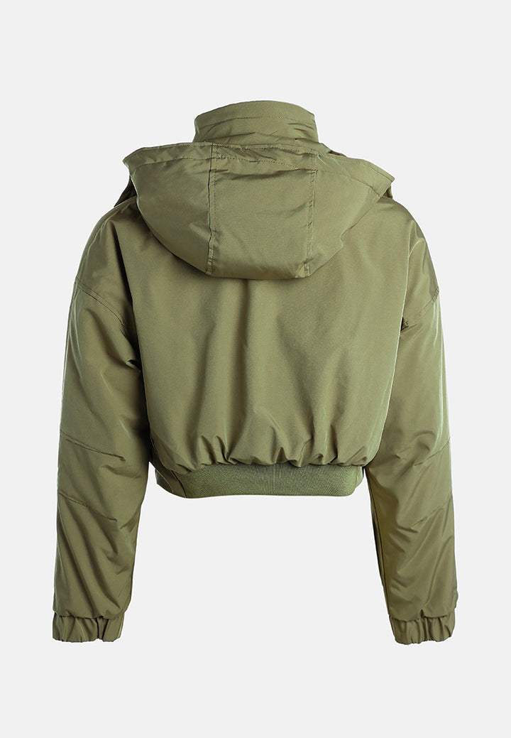 drawstring cropped woven jacket by ruw#color_olive