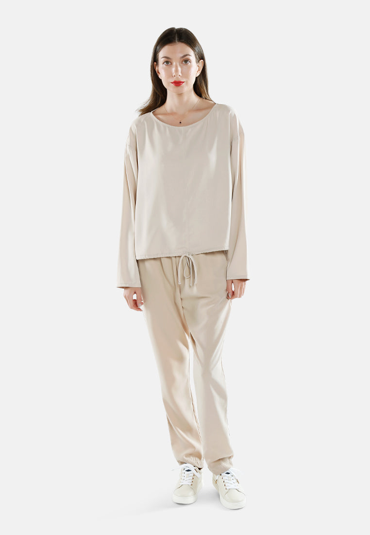 drawstring relaxed top by ruw#color_beige