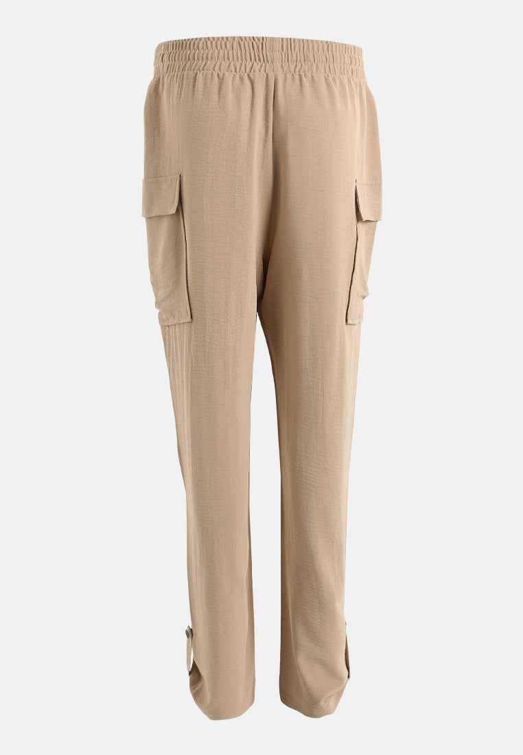 drawstring waistband cargo pants by ruw#color_beige
