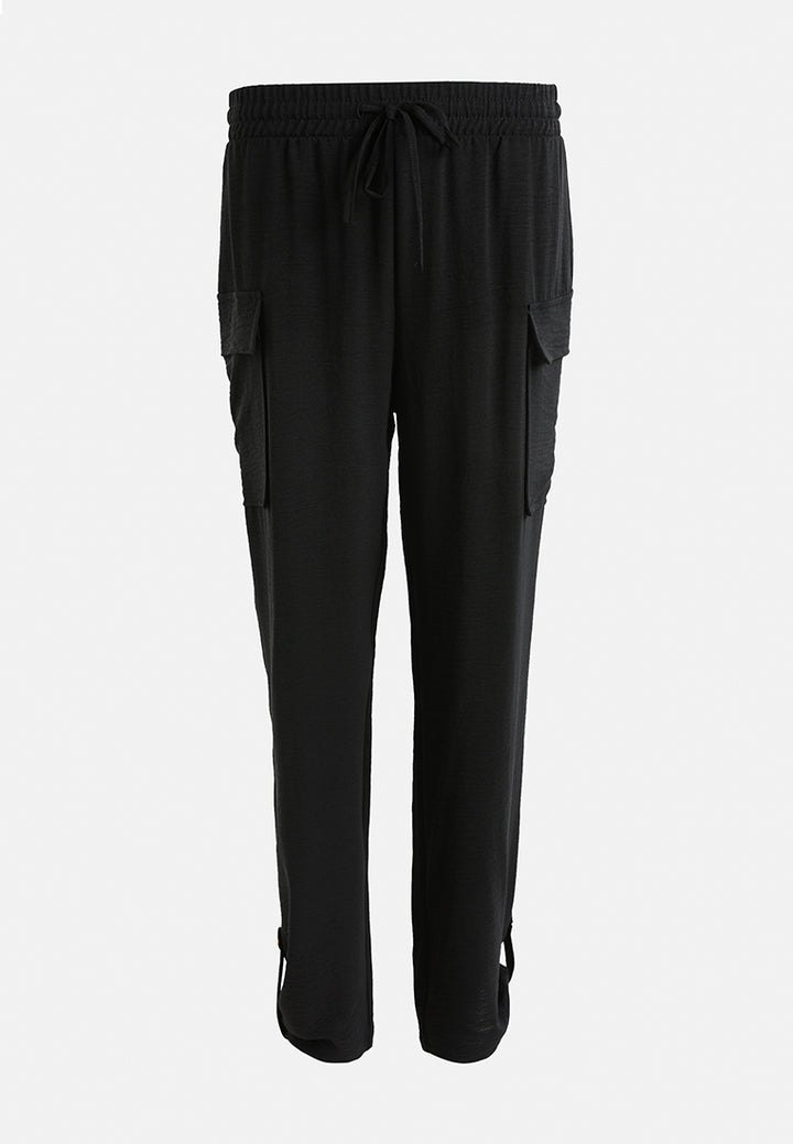 drawstring waistband cargo pants by ruw#color_black