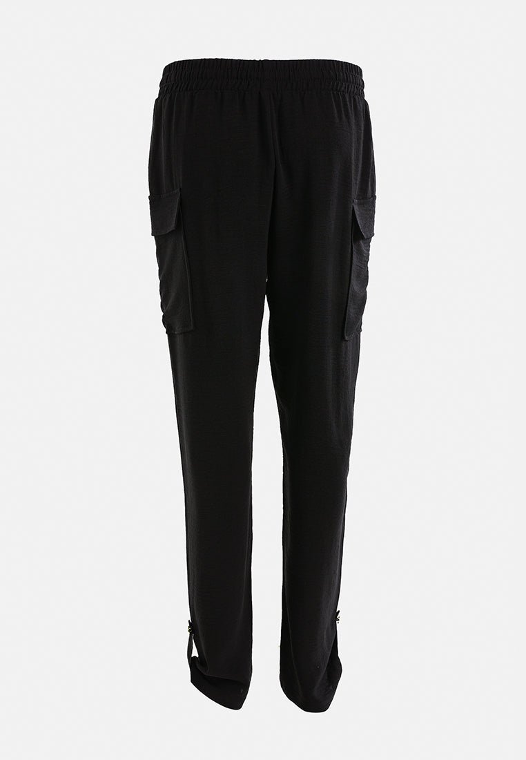 drawstring waistband cargo pants by ruw#color_black