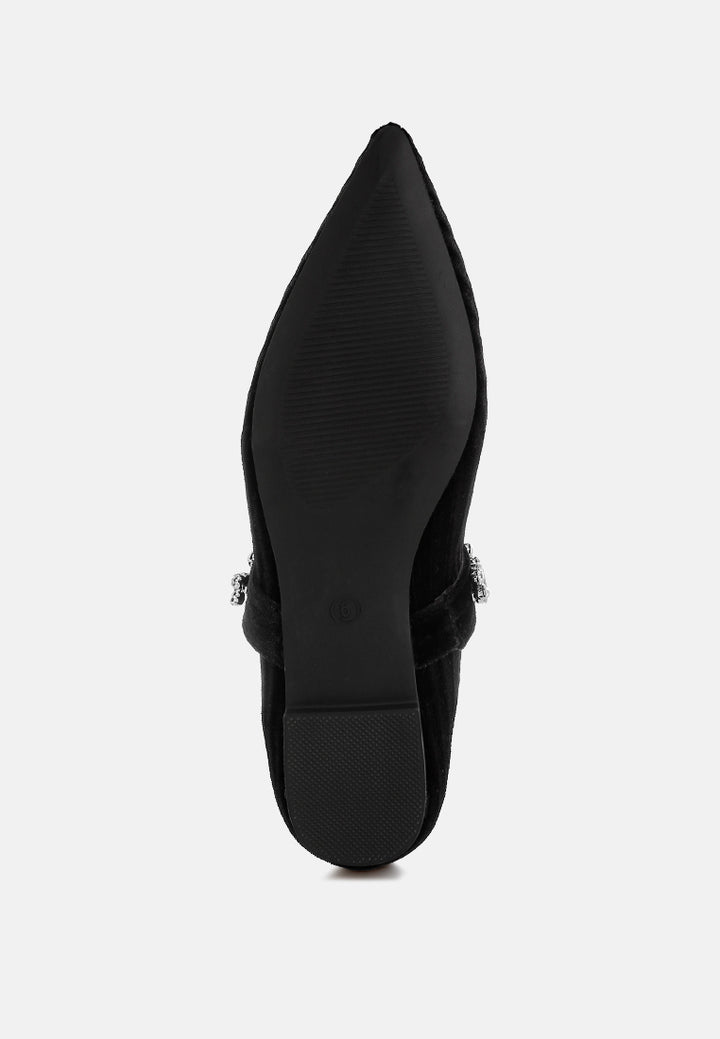 diamante brooch velvet ballerinas by ruw#color_black