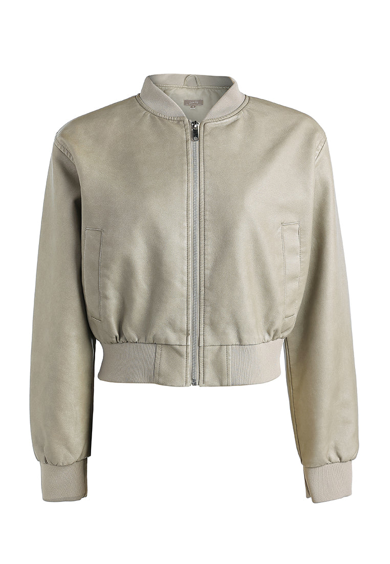 drop shoulder zipper jacket by ruw#color_mocha