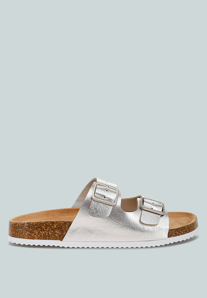 dual strap buckle flats by ruw#color_silver