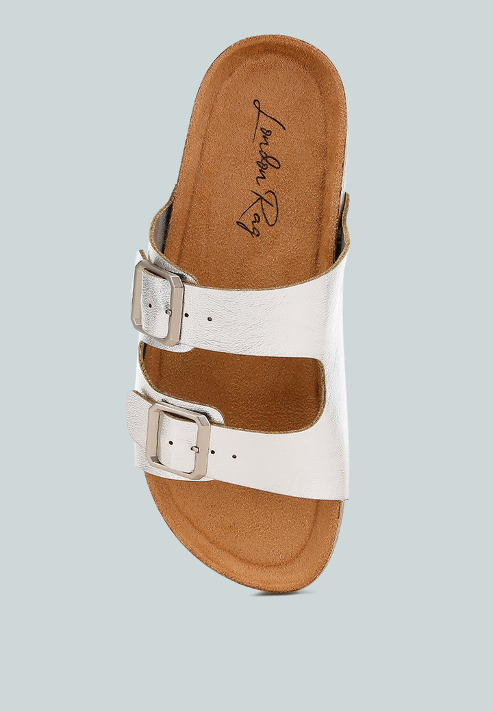 dual strap buckle flats by ruw#color_silver