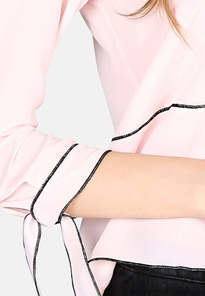 elbow sleeve casual top#color_dusty-pink