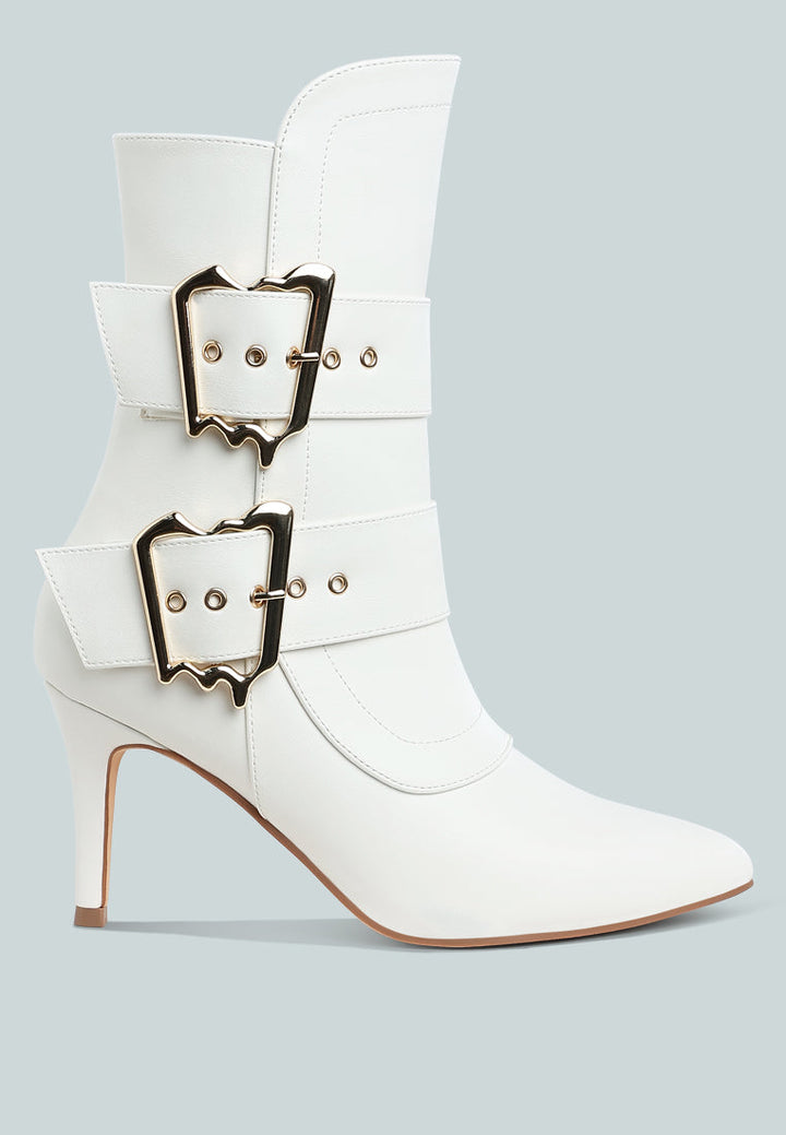 chunky buckle strap ankle boots by ruw#color_white