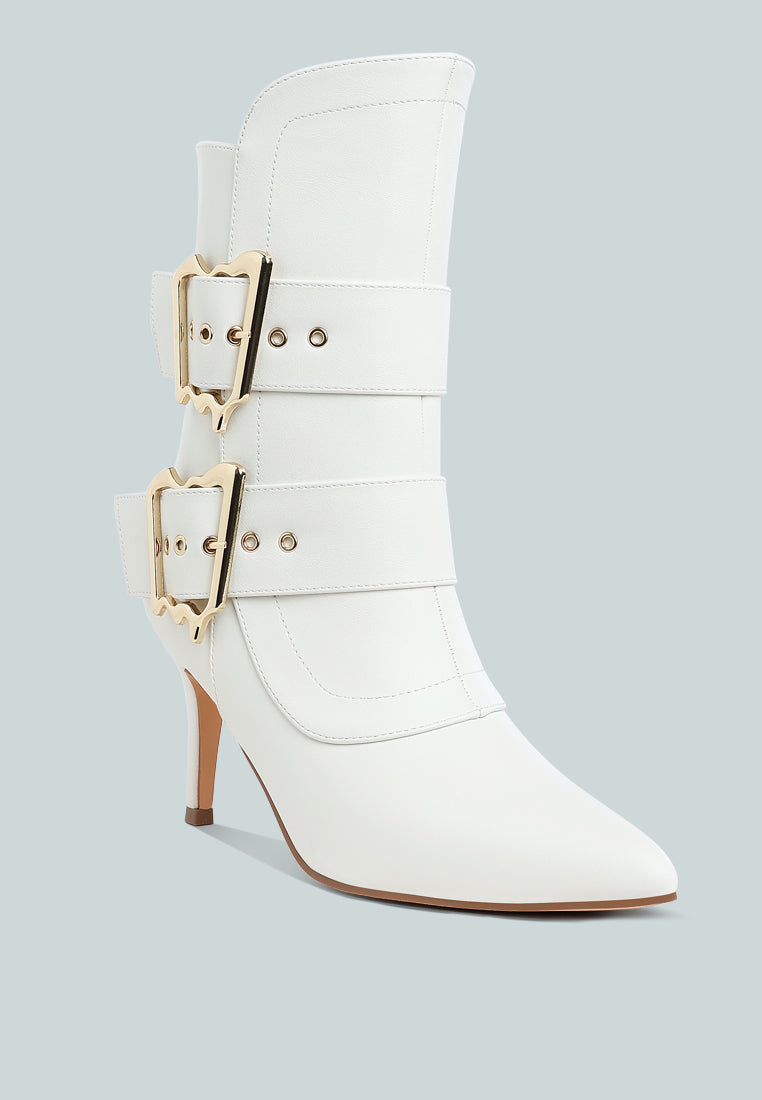 chunky buckle strap ankle boots by ruw#color_white