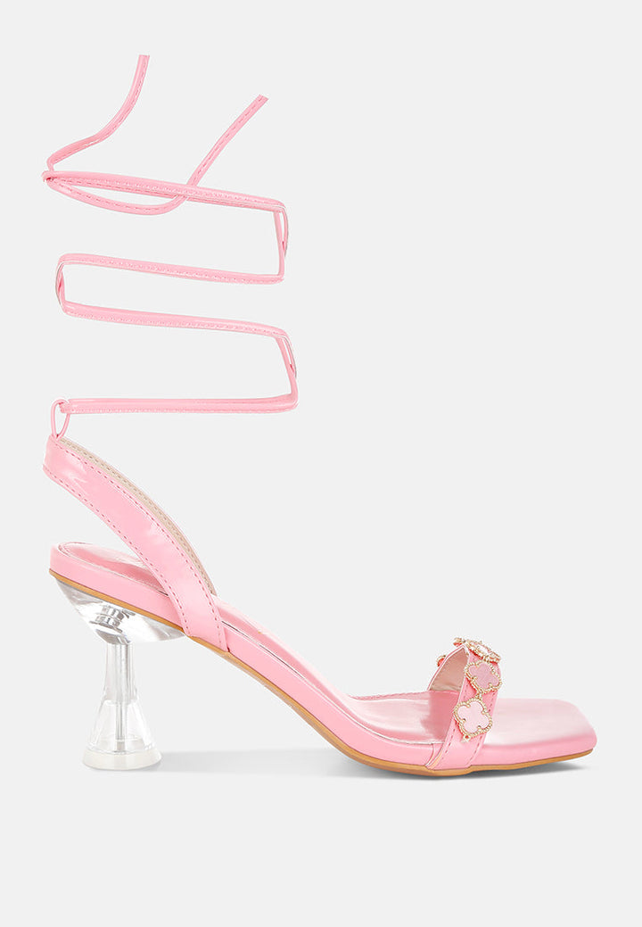 ebina charm detail spool heels#color_pink