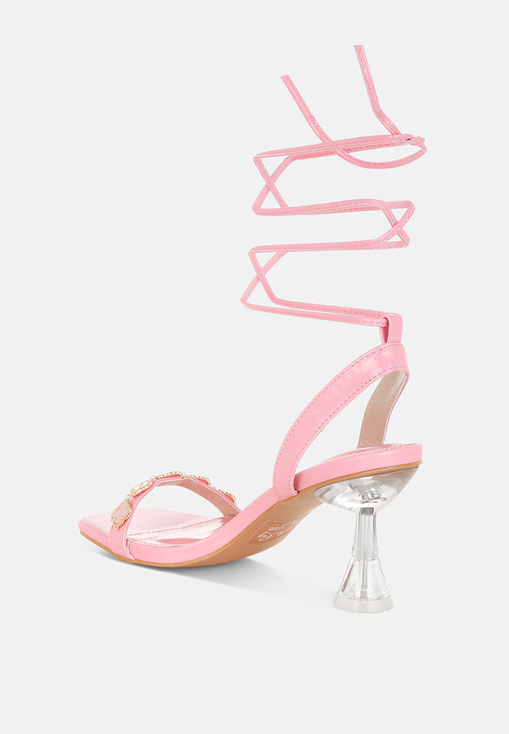 ebina charm detail spool heels#color_pink