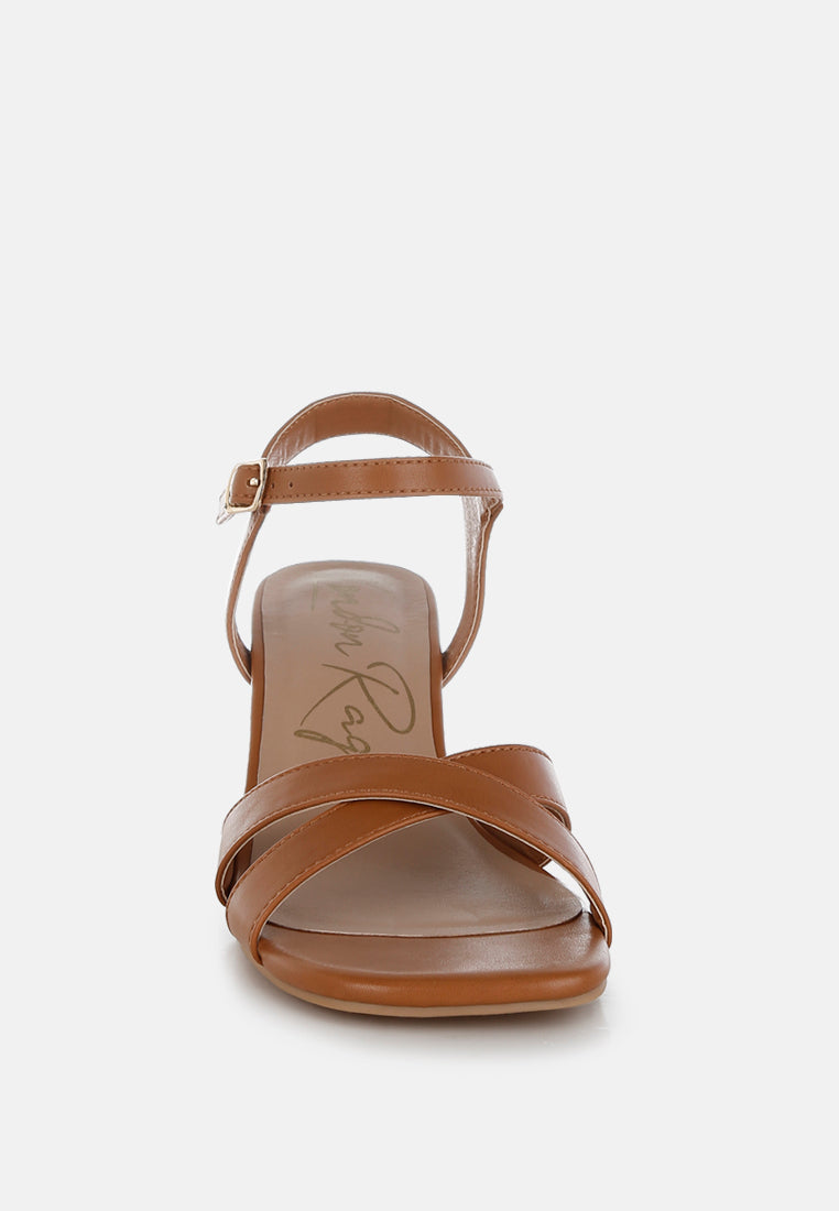 square toe block heel sandals by ruw#color_tan