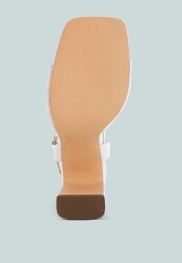 textured faux leather heels by ruw#color_white