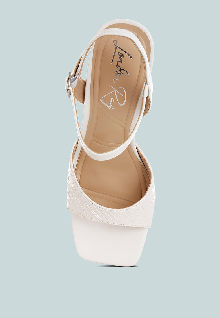 textured faux leather heels by ruw#color_white