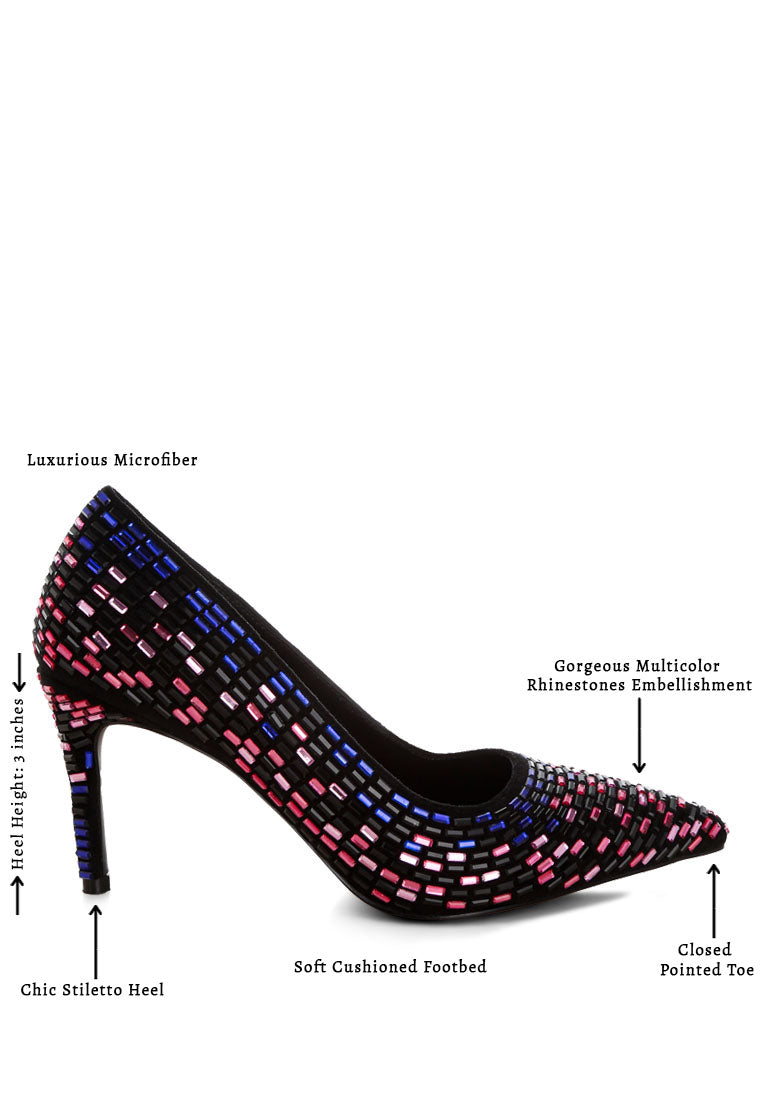 elodie rhinestones embellished pump heels#color_black-multi