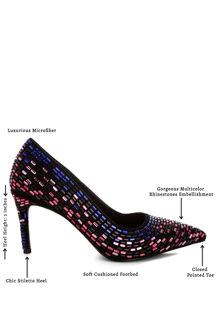 elodie rhinestones embellished pump heels#color_black-multi
